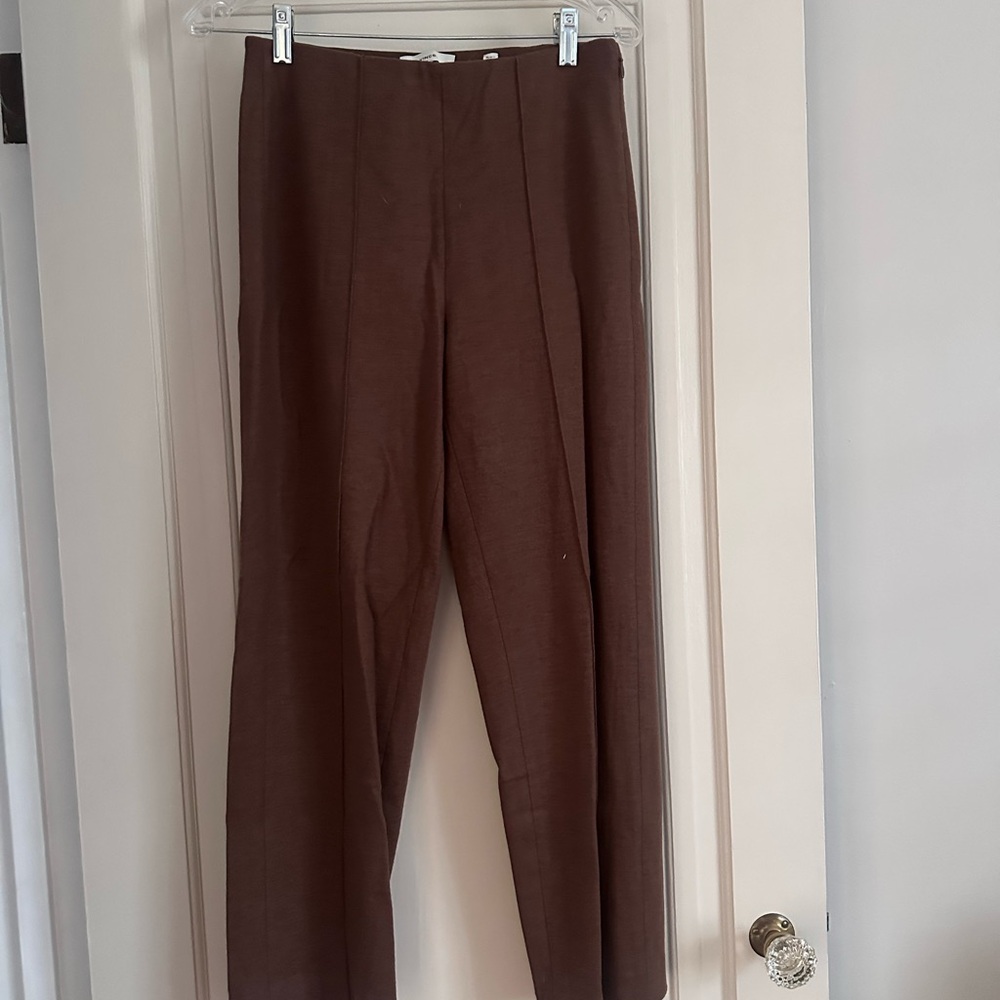 Cozy Wool-Blend Mid-Rise Stitch-Front Pant